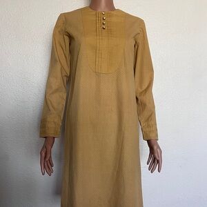 Vintage 60s Mustard Yellow Swiss Dot Dress
